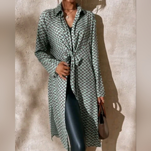 Zara Front Tie Tunic Print The Lissie Shirt NWT XS